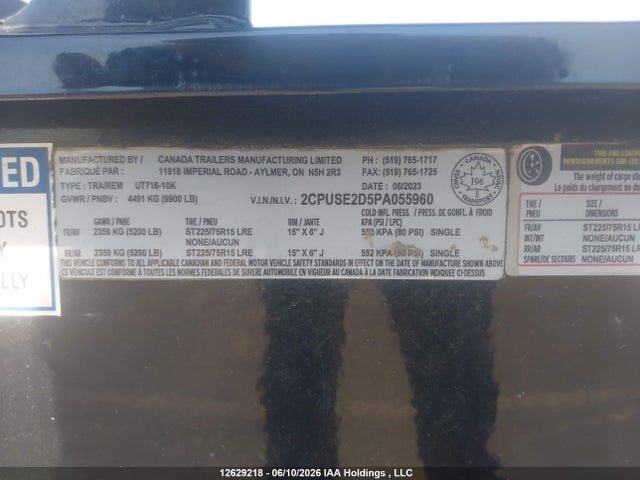 Canada Trailers Manufacturing Limited Ut716-10k 2023 2CPUSE2D5PA055960 Image 13