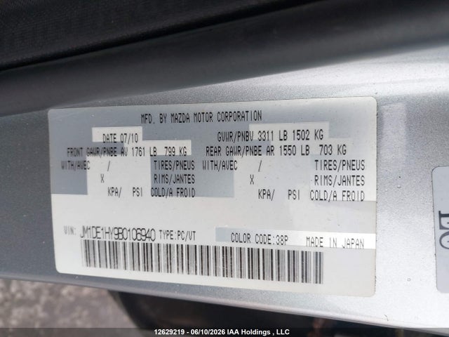 Aukcja sprzedaży 2011 Mazda Mazda2 Gs/gx, vin: JM1DE1HY9B0106940, numer aukcji: 12629219