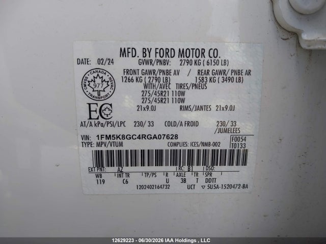Ford Explorer St 2024 1FM5K8GC4RGA07628 Image 9