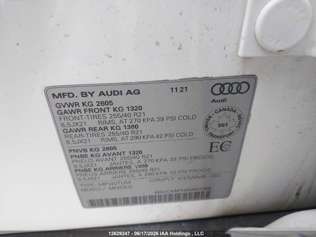 Audi Sq5 3.0t Technik 2022 WA1C4AFY4N2041905 Image 9