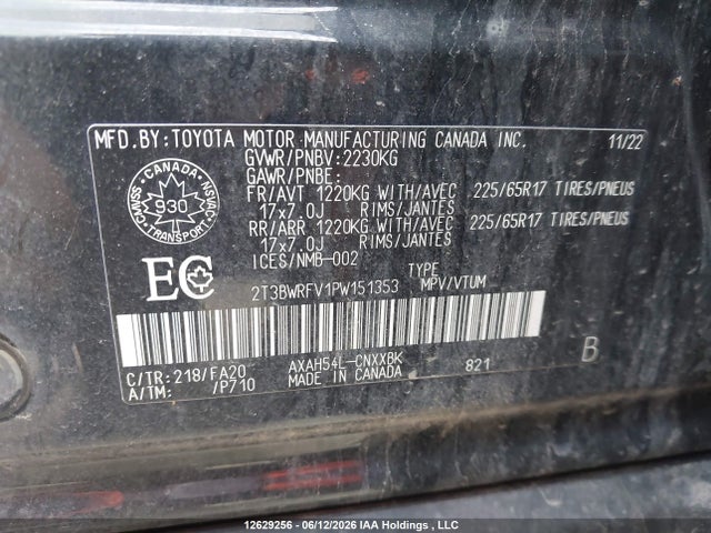 2T3BWRFV1PW151353 Toyota RAV4 LE