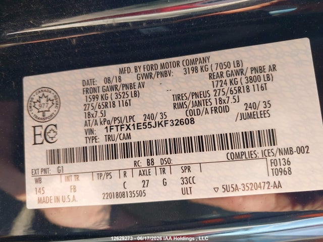 Ford F150 Super Cab 2018 1FTFX1E55JKF32608 Image 9