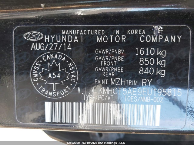 Продажа на аукционе авто 2014 Hyundai Accent Gl, vin: KMHCT5AE9EU195815, номер лота: 12562360