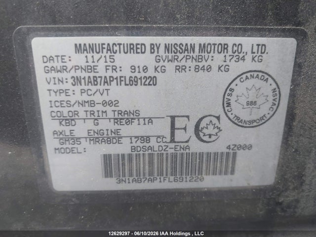 Aukcja sprzedaży 2015 Nissan Sentra S/sv/sr/sl, vin: 3N1AB7AP1FL691220, numer aukcji: 12629297