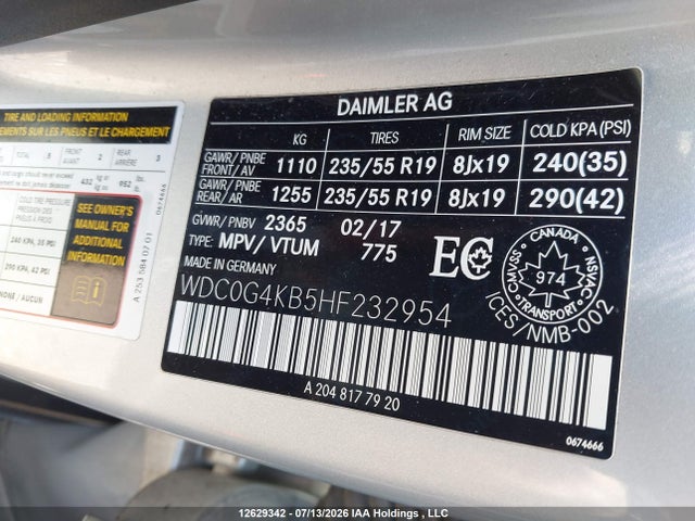 Aukcja sprzedaży 2017 Mercedes-benz Glc 300 4matic, vin: WDC0G4KB5HF232954, numer aukcji: 12629342