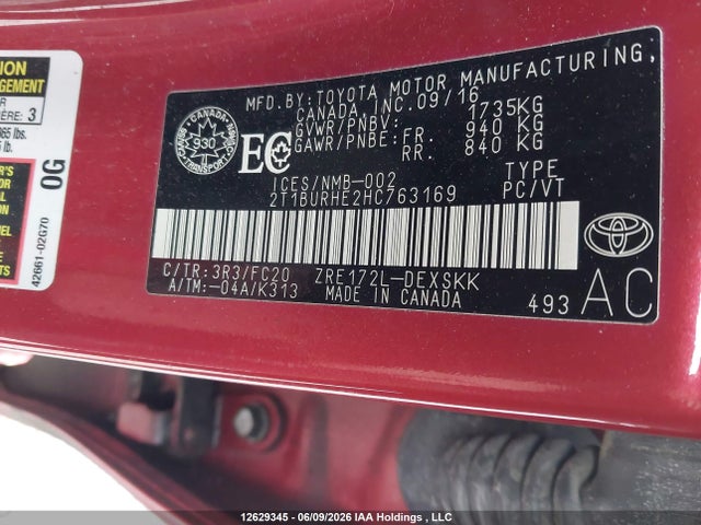 2017 Toyota Corolla Se მანქანა იყიდება აუქციონზე, vin: 2T1BURHE2HC763169, აუქციონის ნომერი: 12629345