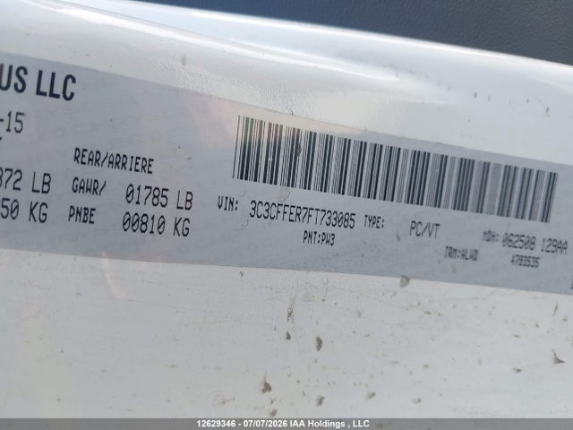 Fiat 500 LOUNGE 2015 3C3CFFER7FT733085 Image 9