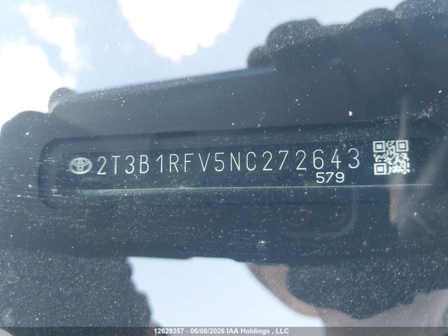 12629357 :رقم المزاد ، 2T3B1RFV5NC272643 vin ، 2022 Toyota Rav4 Le مزاد بيع