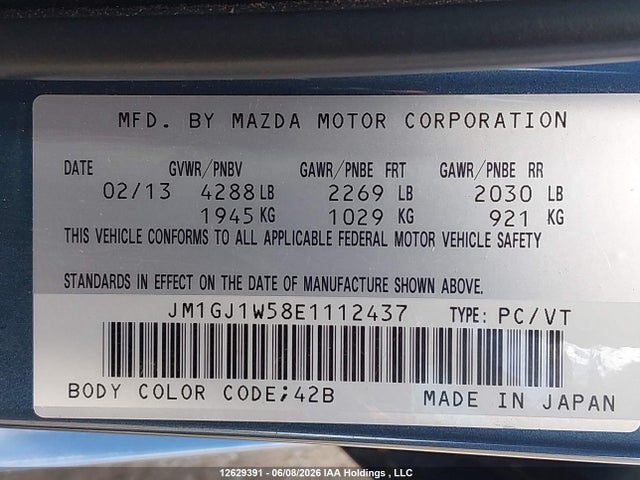 JM1GJ1W58E1112437 Mazda 6 Grand Touring