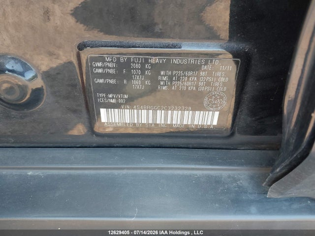Aukcja sprzedaży 2012 Subaru Outback 2.5i Premium, vin: 4S4BRGGC2C3232329, numer aukcji: 12629405