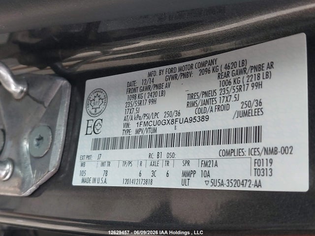 Ford ESCAPE SE 2015 1FMCU0GX8FUA95389 Image 9
