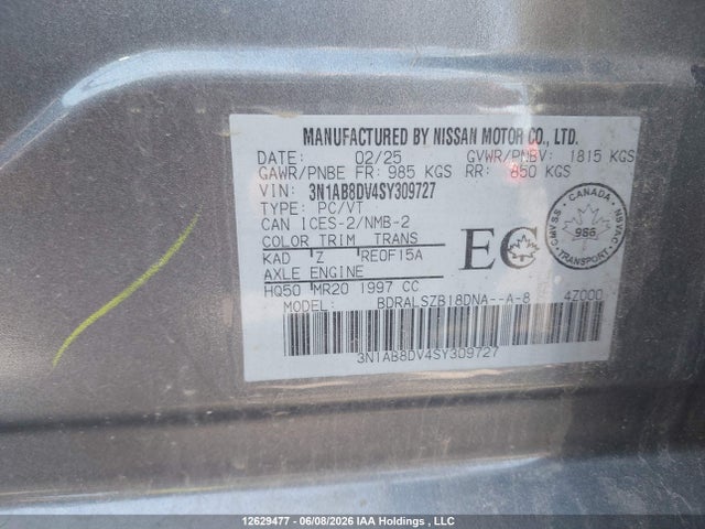 Продаж на аукціоні авто 2025 Nissan Sentra Sr Mt 6mt/sr Premium Cvt, vin: 3N1AB8DV4SY309727, номер лоту: 12629477