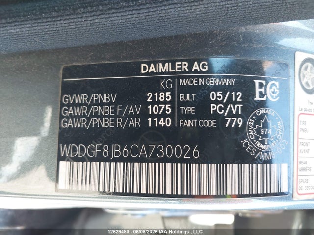 Aukcja sprzedaży 2012 Mercedes-benz C 350 4matic, vin: WDDGF8JB6CA730026, numer aukcji: 12629480