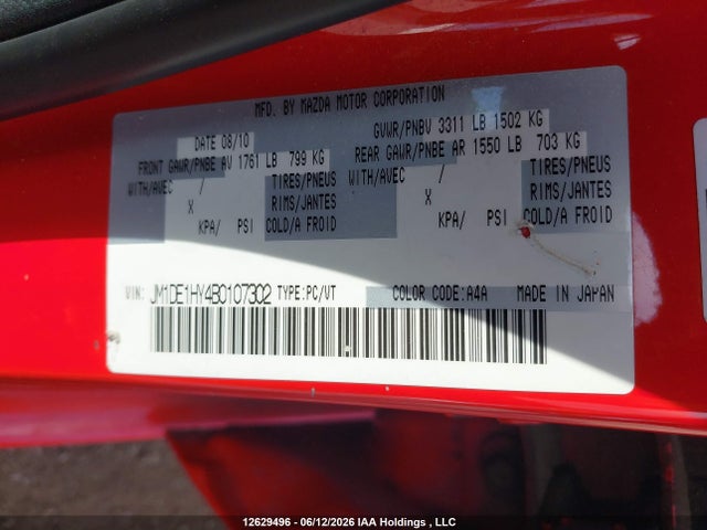 Aukcja sprzedaży 2011 Mazda Mazda2 Gs/gx, vin: JM1DE1HY4B0107302, numer aukcji: 12629496