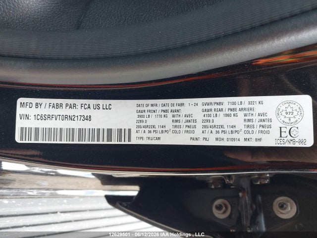Продаж на аукціоні авто 2024 Ram 1500 Sport, vin: 1C6SRFVT0RN217348, номер лоту: 12629501