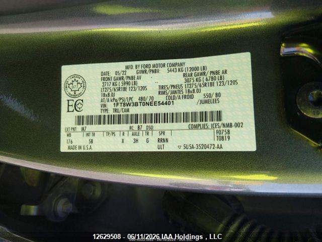 1FT8W3BT0NEE54401 Ford F350 Super Duty