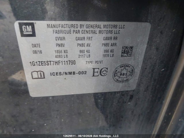 Продаж на аукціоні авто 2017 Chevrolet Malibu 1lt, vin: 1G1ZE5ST7HF111790, номер лоту: 12629511