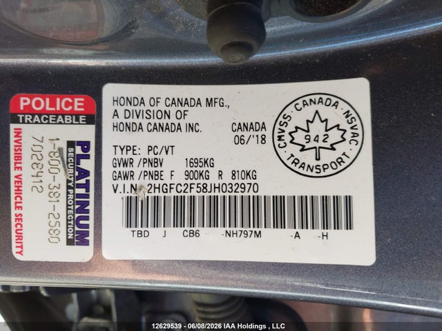 2018 Honda Civic Sedan მანქანა იყიდება აუქციონზე, vin: 2HGFC2F58JH032970, აუქციონის ნომერი: 12629539