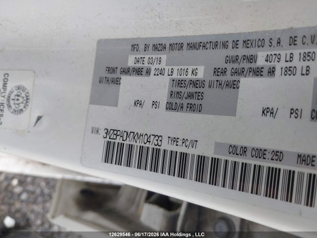 Mazda Mazda3 Gt 2019 3MZBPADM7KM104733 Image 17
