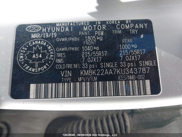 Продажа на аукционе авто 2019 Hyundai Kona Sel, vin: KM8K22AA7KU343787, номер лота: 12629548