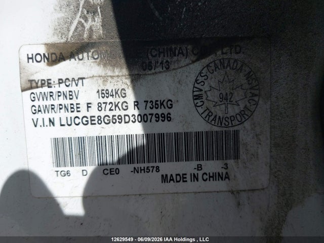 Продаж на аукціоні авто 2013 Honda Fit Lx, vin: LUCGE8G59D3007996, номер лоту: 12629549