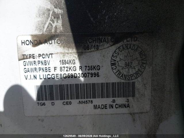 Продаж на аукціоні авто 2013 Honda Fit Lx, vin: LUCGE8G59D3007996, номер лоту: 12629549
