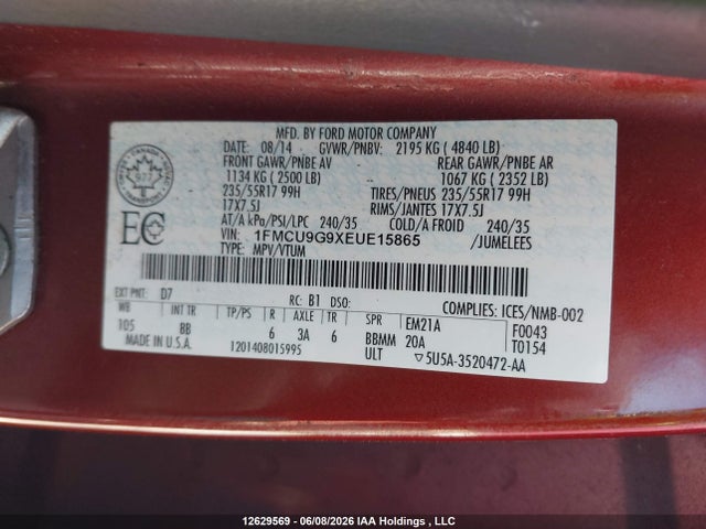 Ford Escape 2014 1FMCU9G9XEUE15865 Image 18