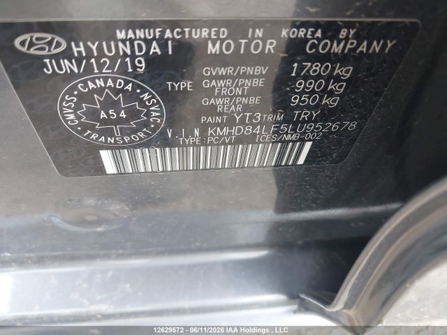 12629572 :رقم المزاد ، KMHD84LF5LU952678 vin ، 2020 Hyundai Elantra Sel/value/limited مزاد بيع
