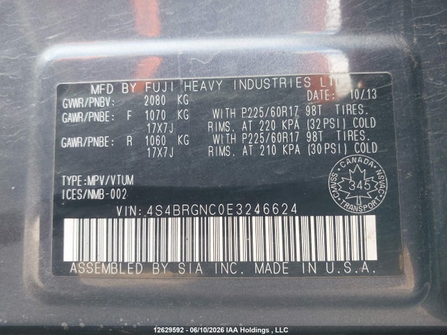 Subaru Outback 2014 4S4BRGNC0E3246624 Image 9