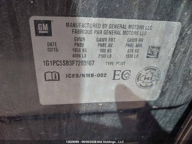 Chevrolet Cruze 2015 1G1PC5SB3F7203667 Image 9