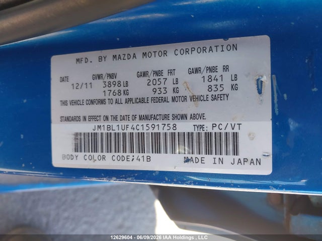 12629604 :رقم المزاد ، JM1BL1UF4C1591758 vin ، 2012 Mazda 3 I مزاد بيع