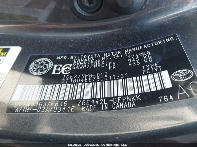 2011 Toyota Corolla Le მანქანა იყიდება აუქციონზე, vin: 2T1BU4EE7BC613931, აუქციონის ნომერი: 12629605