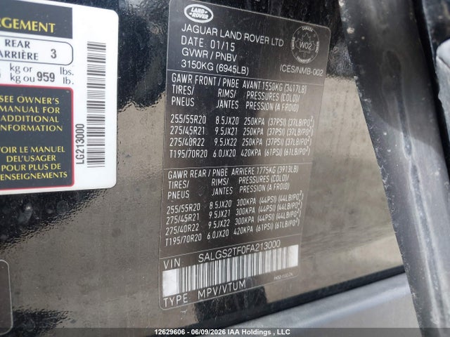 Land Rover Range Rover 5.0l V8 Supercharged 2015 SALGS2TF0FA213000 Image 21