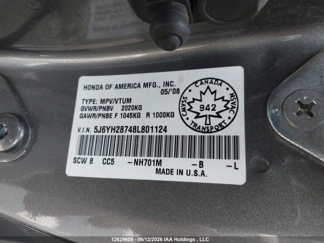 2008 Honda Element Ex მანქანა იყიდება აუქციონზე, vin: 5J6YH28748L801124, აუქციონის ნომერი: 12629609