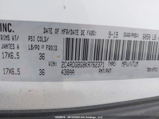 Dodge Caravan 2019 2C4RDGBG8KR762371 Image 9