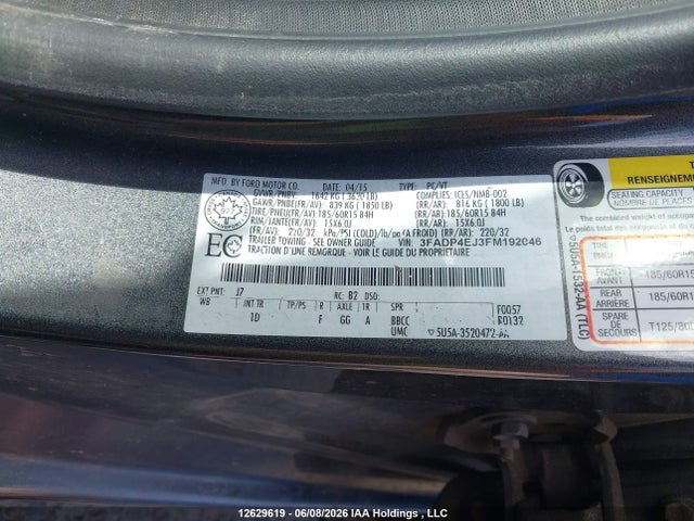 Ford FIESTA SE 2015 3FADP4EJ3FM192046 Image 9