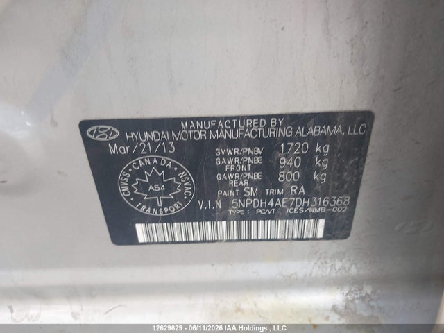 2013 Hyundai Elantra Gl მანქანა იყიდება აუქციონზე, vin: 5NPDH4AE7DH316368, აუქციონის ნომერი: 12629629