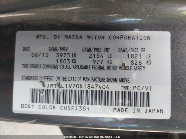 Продажа на аукционе авто 2013 Mazda Mazda3, vin: JM1BL1V70D1847404, номер лота: 12629635