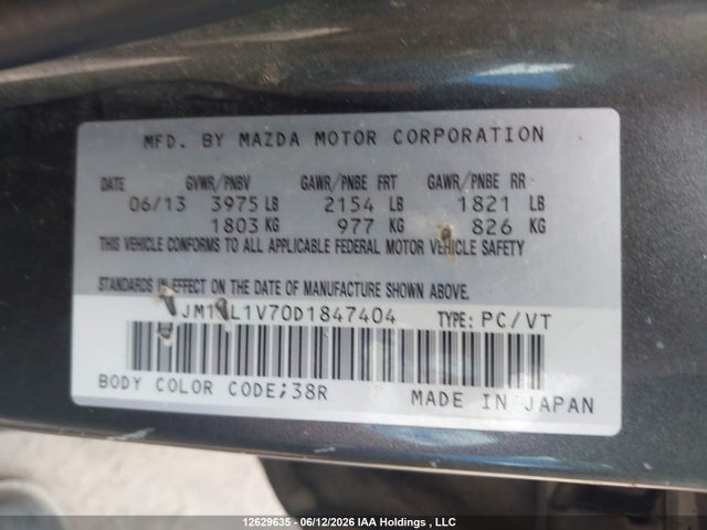 Продаж на аукціоні авто 2013 Mazda Mazda3, vin: JM1BL1V70D1847404, номер лоту: 12629635