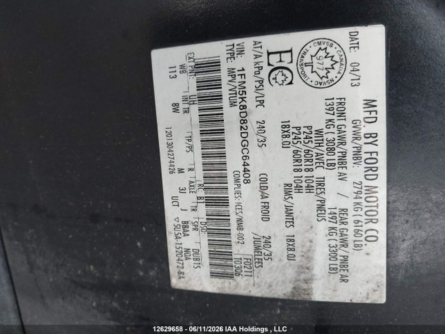 Продаж на аукціоні авто 2013 Ford Explorer, vin: 1FM5K8D82DGC64408, номер лоту: 12629658
