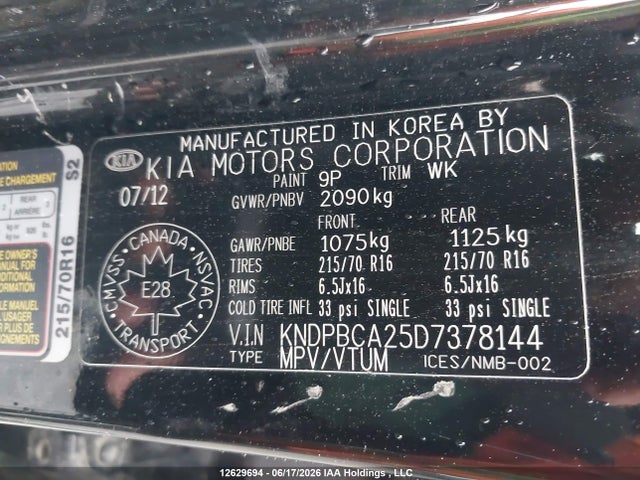 Aukcja sprzedaży 2013 Kia Sportage Lx, vin: KNDPBCA25D7378144, numer aukcji: 12629694