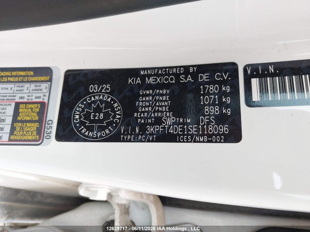 Продажа на аукционе авто 2025 Kia K4 Lx/lxs, vin: 3KPFT4DE1SE118096, номер лота: 12629717