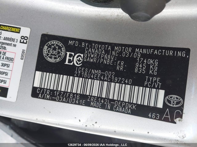 2010 Toyota Corolla S/le/xle მანქანა იყიდება აუქციონზე, vin: 2T1BU4EE4AC197240, აუქციონის ნომერი: 12629734