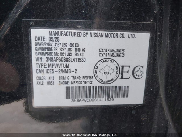 Aukcja sprzedaży 2025 Nissan Kicks, vin: 3N8AP6CB8SL411530, numer aukcji: 12629742