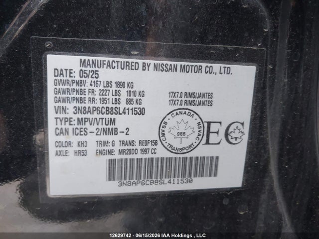 Aukcja sprzedaży 2025 Nissan Kicks, vin: 3N8AP6CB8SL411530, numer aukcji: 12629742