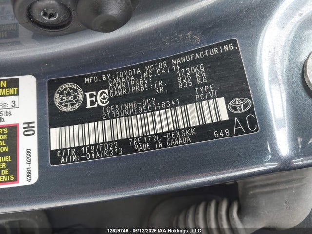 2T1BURHE9EC148341 Toyota Corolla