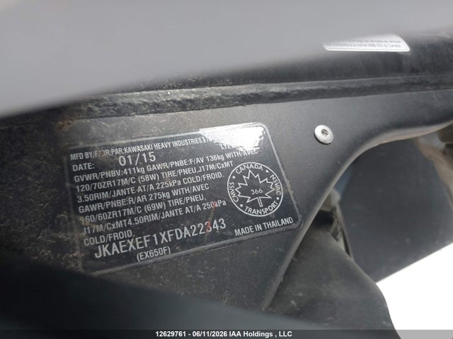Kawasaki Ex650 F 2015 JKAEXEF1XFDA22343 Image 10