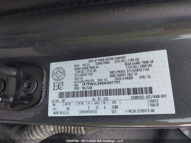 Ford F150 Xlt 2025 1FTFW3L59SKD97751 Image 19