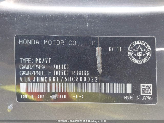 Aukcja sprzedaży 2017 Honda Accord Hybrid, vin: JHMCR6F75HC800022, numer aukcji: 12629807