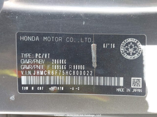 Aukcja sprzedaży 2017 Honda Accord Hybrid, vin: JHMCR6F75HC800022, numer aukcji: 12629807